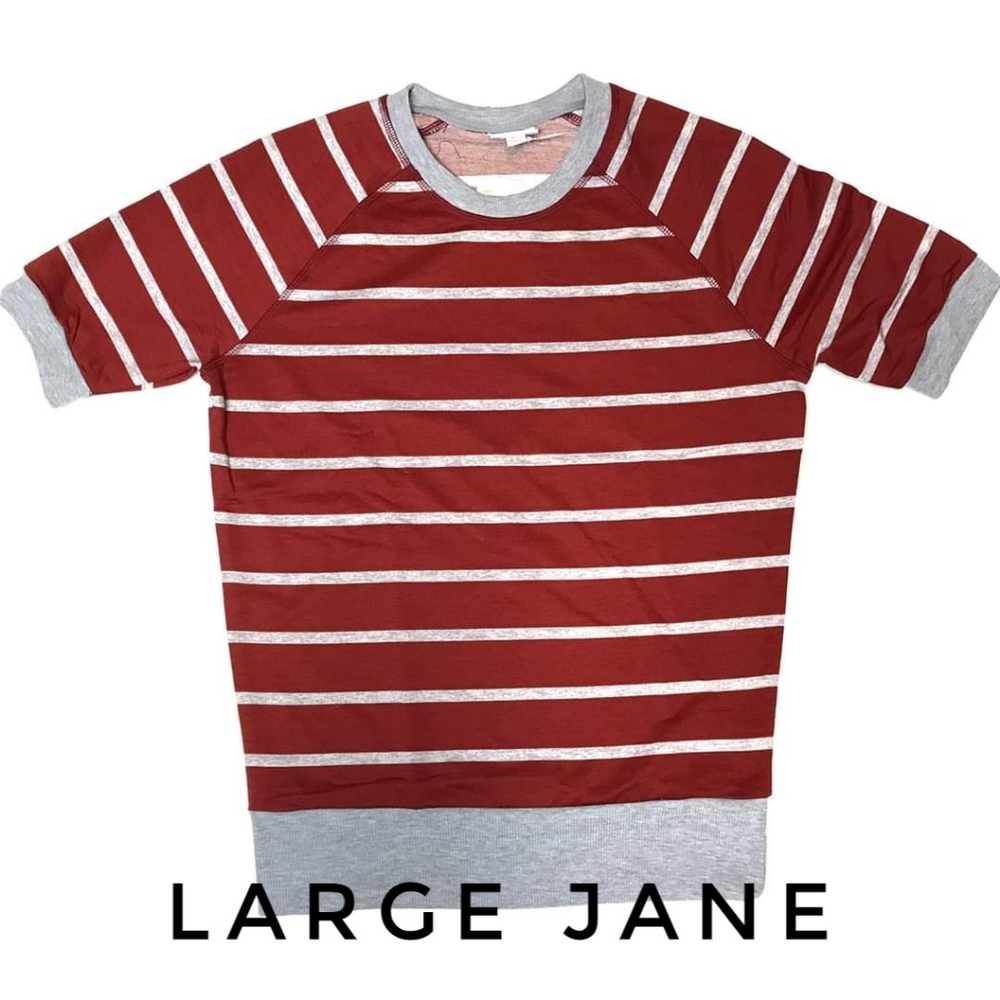 Stripe LuLaRoe Jane Short Sleeve Sweatshirt